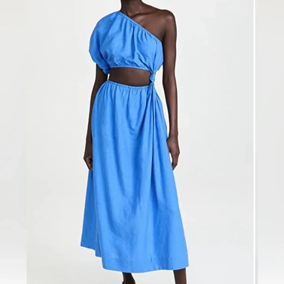 farm rio blue one shoulder dress Seahorse Embroidery Maxi Dress by Farm Rio